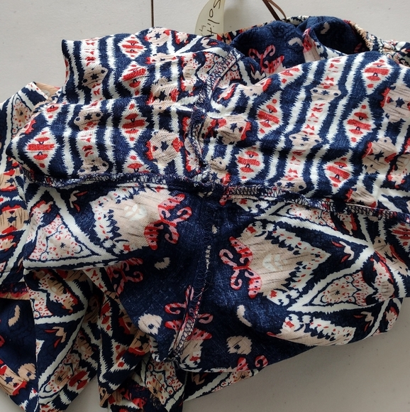 Solitaire Women's High Rise Boho Aztec Flowy Pull On Festive Pants Size M - Picture 8 of 16